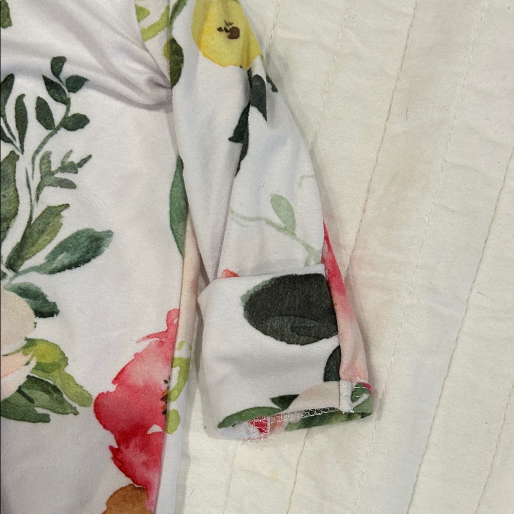 Caden Lane Floral Kids Tie Bottom Nightgown with Hat and Bow - Pink and Green. - Picture 4 of 4